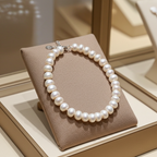bracciale in oro bianco 18k con 1 fila di  perla naturale australiane 9mm