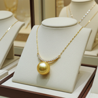 Collana in oro 18k e diamanti naturali 0.30ct  e perle australiana 10mm