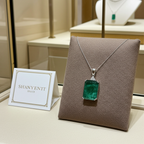 Collana in oro bianco 18k con smeraldo naturale colombiano 5.20ct