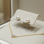 Orecchini - 18 carati Oro Bianco Perla Bianca- Akoya 8-8,5 mm