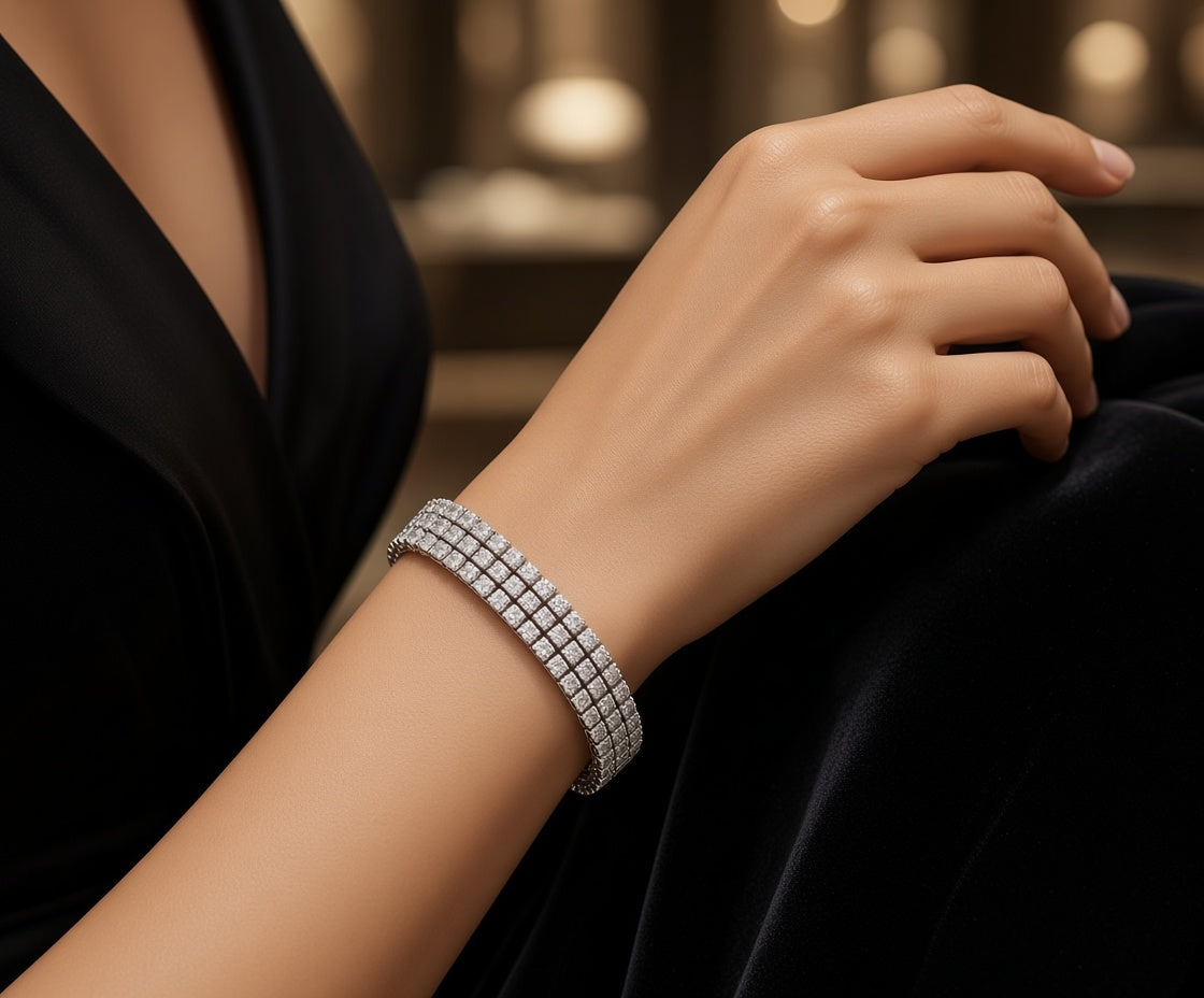 Bracciale tennis oro bianco e diamanti naturali 8,60 ct